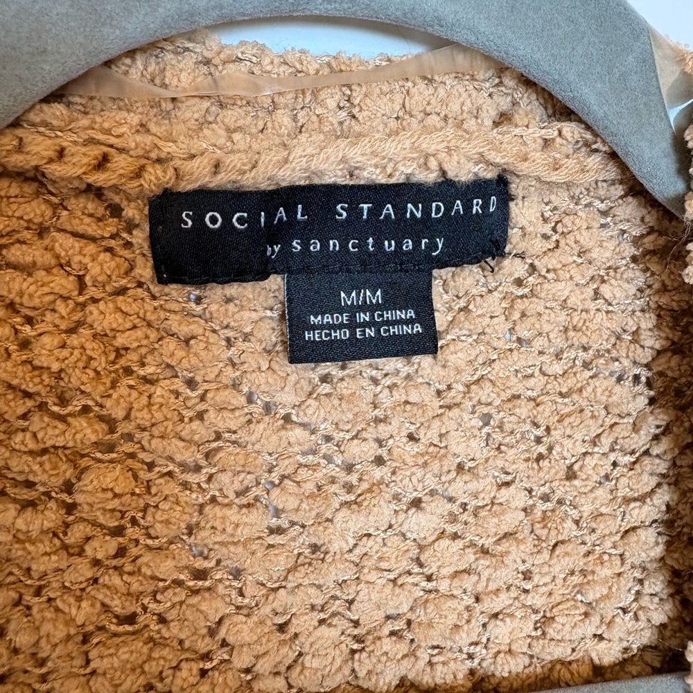 Social Standard by Sanctuary Camel Brown Textured Cardigan Preppy Medium - Picture 4 of 8